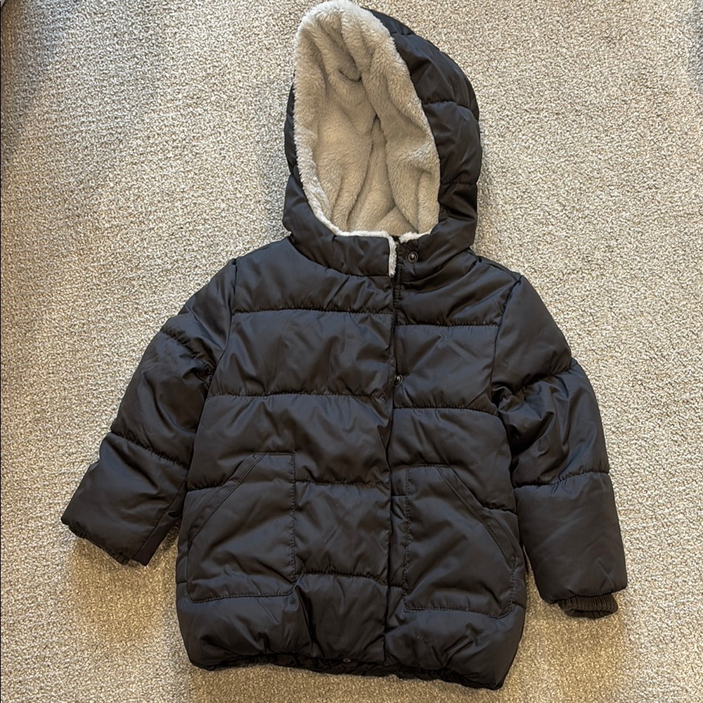 Old Navy Gray Puffer Coat with Hood and Insulation
